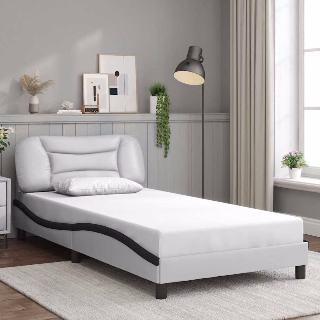 Giroletto senza materasso Hvar vidaXL in similpelle nero e bianco, L/P/H: 200 x 100 x 74,5 cm – 1