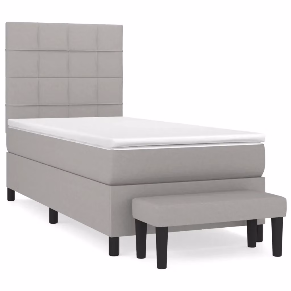 Letto Ibrido con Giroletto a Molle e Materasso vidaXL Grigio Chiaro e Bianco L/P/H: 203 x 100 x 128 cm – 2