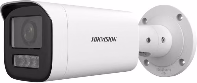 Telecamera di sorveglianza IP PoE Hikvision DS-2CD1643G2-LIZU Dual Light Varifocal Bullet da 4MP, Bianca
