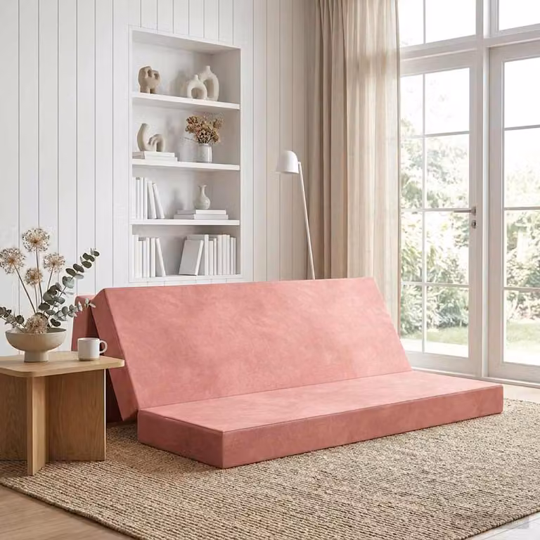 vidaXL Divano Letto Pieghevole Moderno con Struttura Imbottita, Colore Rosa, L 200 x P 67 x H 45 cm