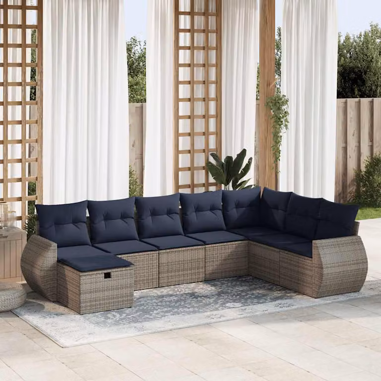Maison Exclusive - Set Divano da Giardino 8 pz con Cuscini Grigio in Polyrattan