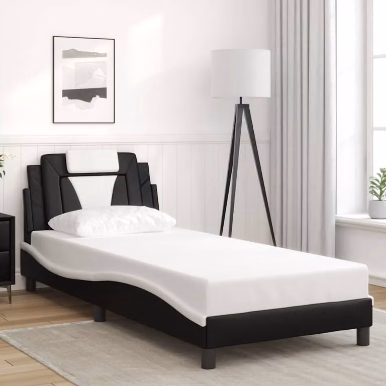 vidaXL Giroletto Viana senza Materasso Nero e Bianco 90x200 cm in Similpelle