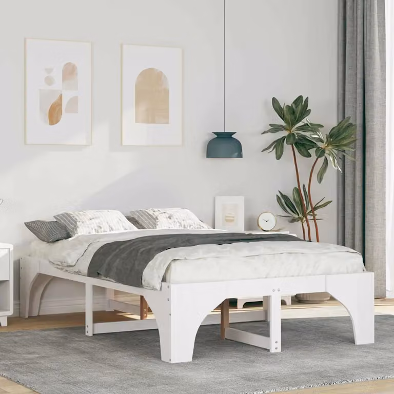 Struttura del letto moderna vidaXL in pino massello bianco L/P/H: 200 x 120 x 40 cm