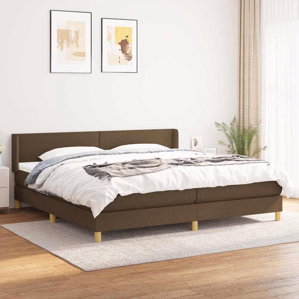 vidaXL Letto Ibrido con Giroletto a Molle e Materasso, Marrone e Bianco, L/P/H: 200 x 200 x 88 cm
