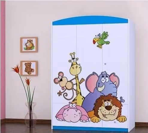 BDW, armadio con cassetti, per camera da letto, 128×190cm, 3 ante, blu 2
