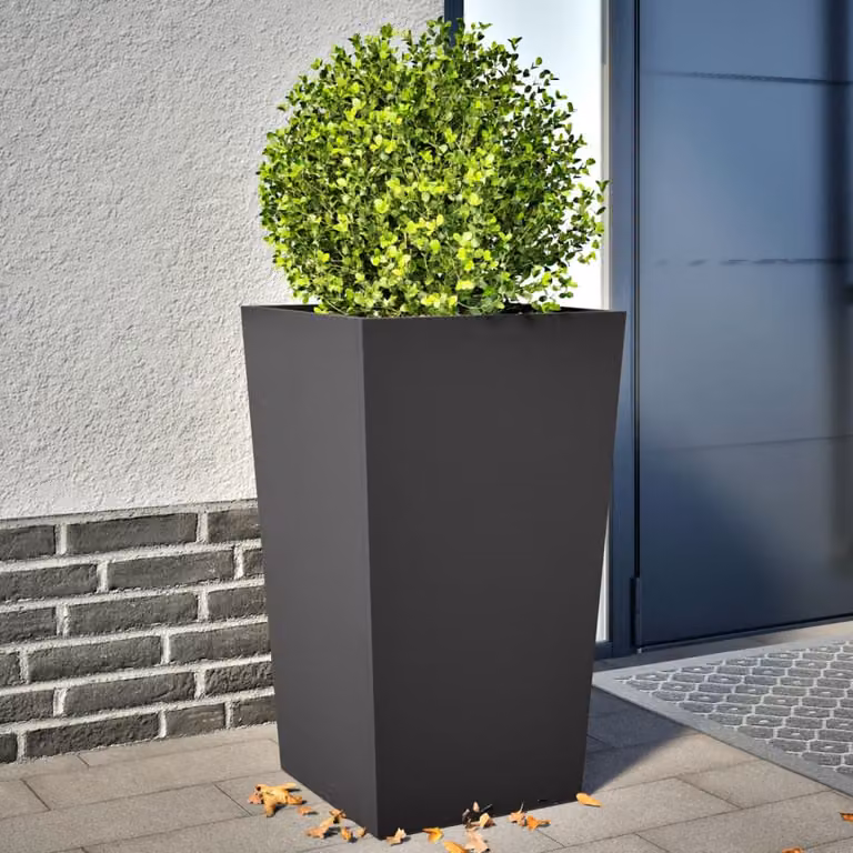 Set di 2 fioriere da giardino vidaXL in acciaio nero, L 45 cm x P 45 cm x H 75 cm