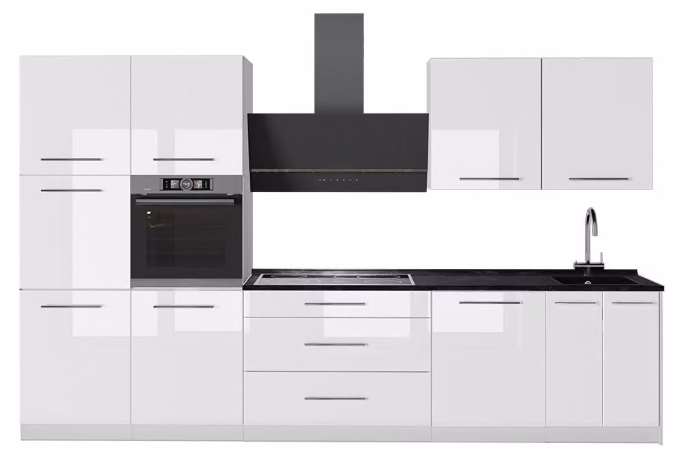 Cucina componibile Vicco Fame-Line Bianco lucido/Bianco 340 cm, PL Antracite, Model 64639