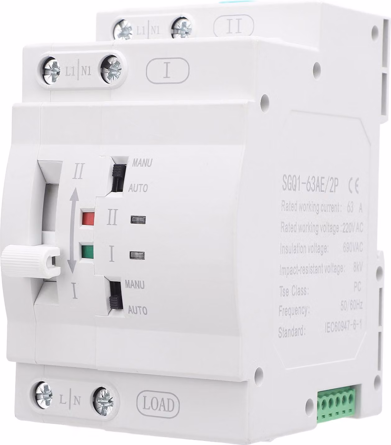 Doppio interruttore automatico di trasferimento SGQ1-63AE 2P 63A Commutazione di generatore 220V