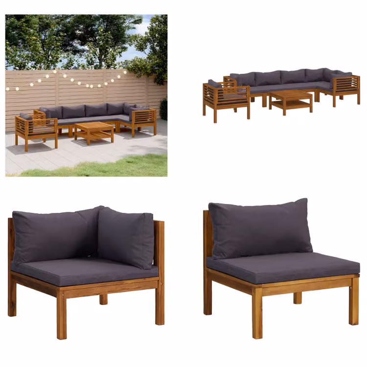 vidaXL set salotto da giardino 7 pezzi con cuscino in legno massiccio di acacia - Set salotto da giardino - Set salotto da giardino - Set divano modulare - Set divano modulare