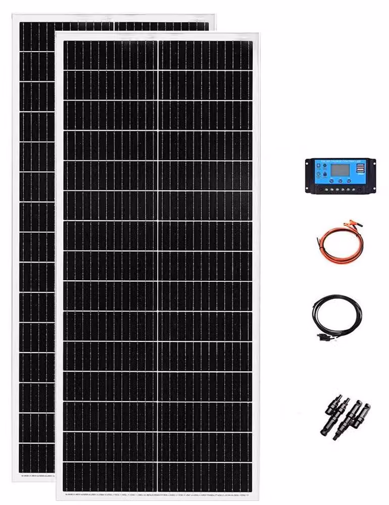 Pannello solare, potenza in uscita 100 W, tecnologia monocristallina, kit 24 V 200 W