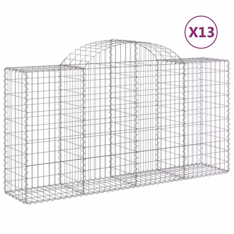 Cesti Gabbioni ad Arco 13 pz 200x50x100/120 cm Ferro Zincato