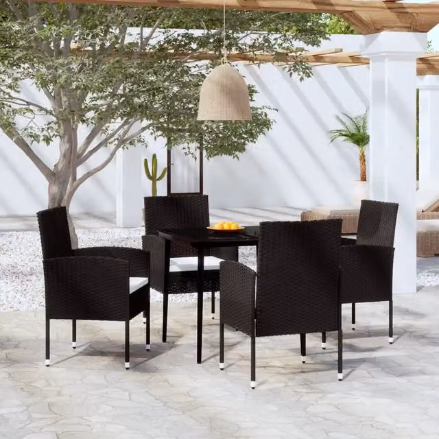 Set da Pranzo da Giardino 5 pz Nero 3099620