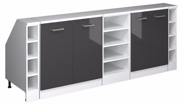 Mobile cucina sottotetto Vicco R-Line Antracite lucido 210 cm Set di 5 carcasse armadio profondità 60 cm, Model 60418