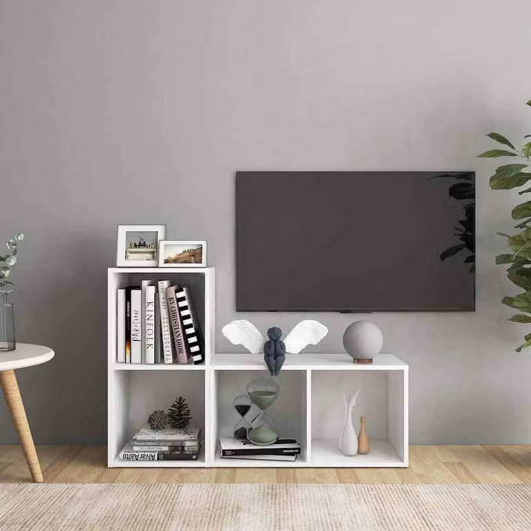 Set di 2 mobili porta TV vidaXL in legno multistrato bianco, L 72 cm x P 35 cm x H 36,5 cm
