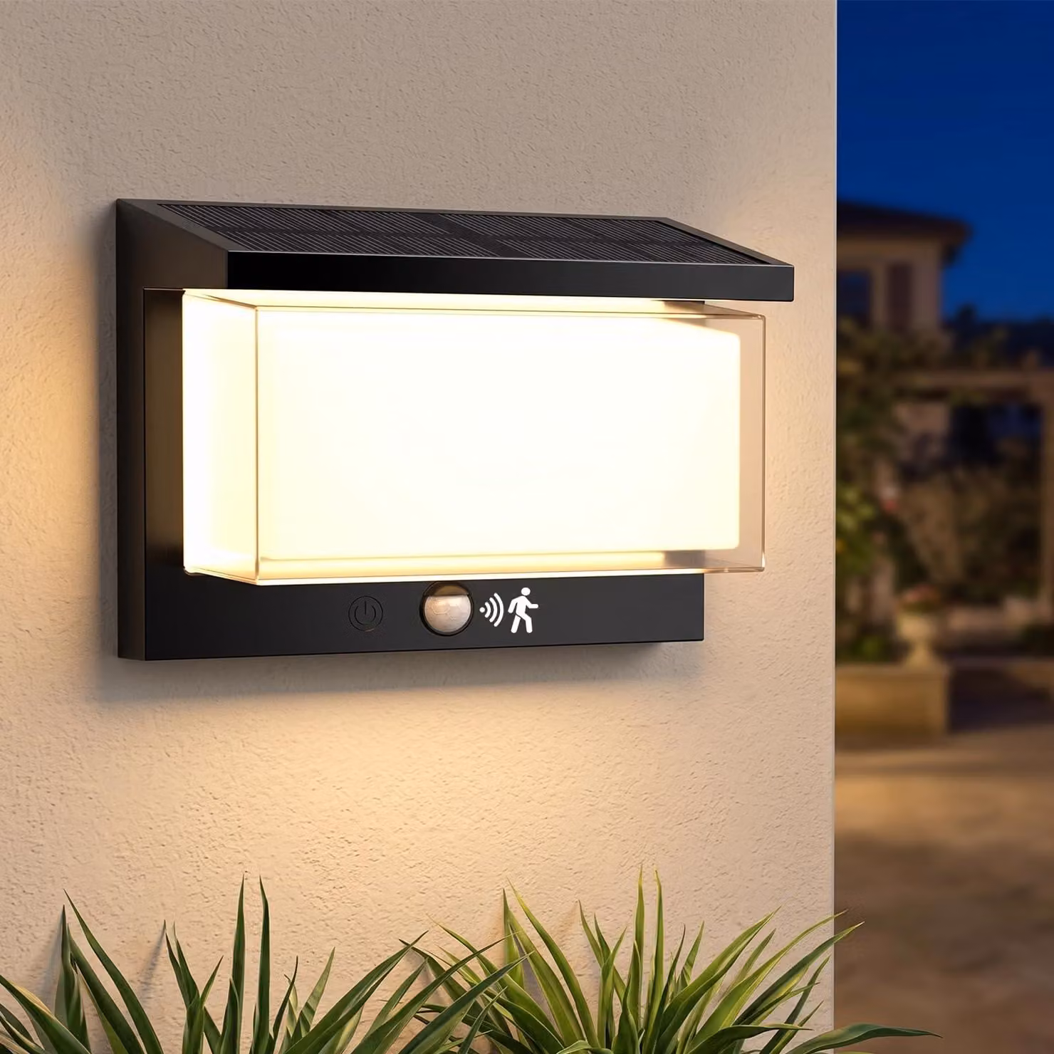 Lampada solare da esterno con sensore di movimento, 4 modalità, grado di protezione IP65, temperatura di colore 3000 K