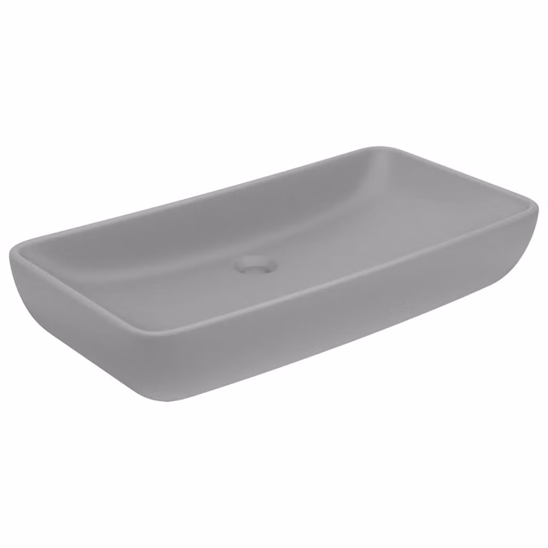 Lavabo Lusso Rettangolare Grigio Chiaro Opaco 71x38 cm Vetroceramica