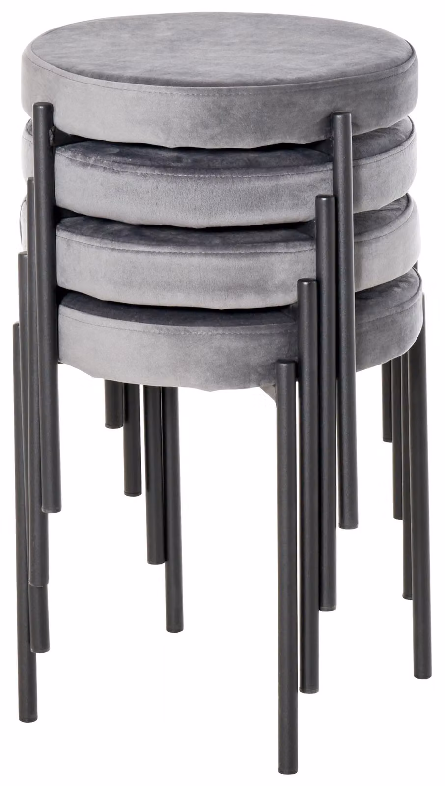HOMCOM - Set di 4 sgabelli da pranzo, sedie da pranzo, sgabelli da cucina, acciaio, grigio