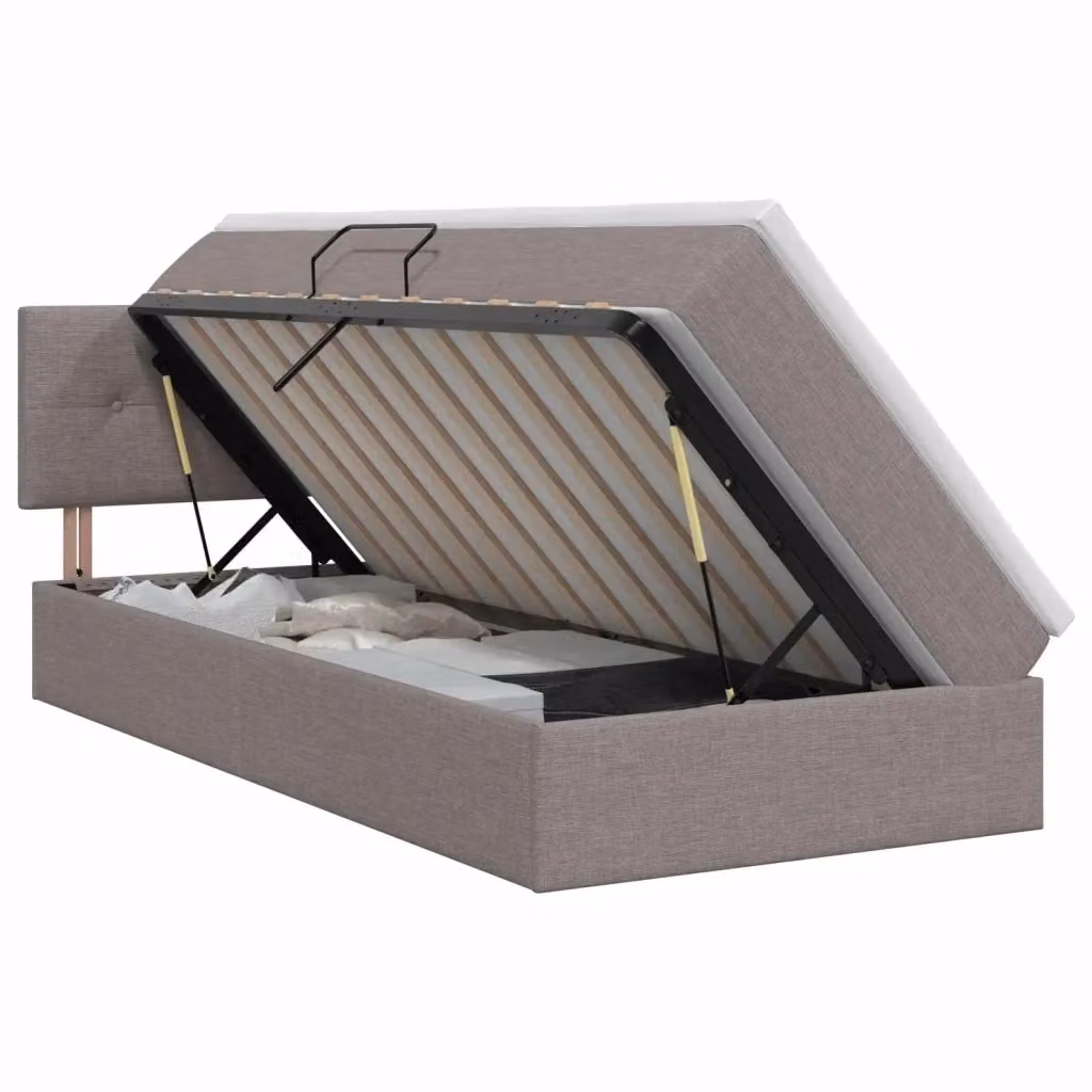 Letto con contenitore e materasso vidaXL in velluto beige e grigio L/P/H: 90 x 200 x 45 cm – 2