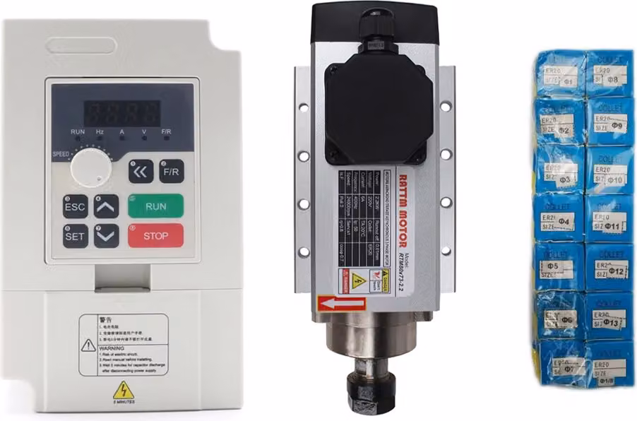 motore mandrino ad alta velocità ER20 da 2,2 kW, raffreddato ad aria, foro conico di precisione, kit 2, 220V