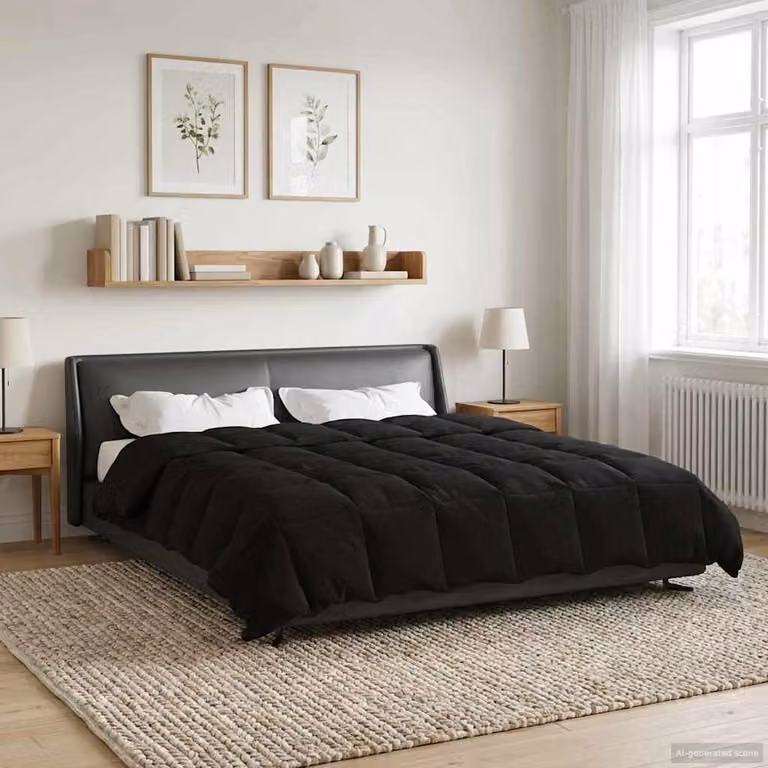 vidaXL Piumone Invernale in Microfibra Traspirabile e Reversibile, Nero, L/P: 240 x 220 cm