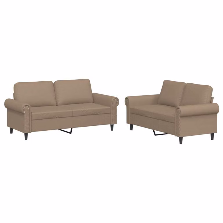 Set di Divani 2 pz con Cuscini cappuccino in Pelle finta
