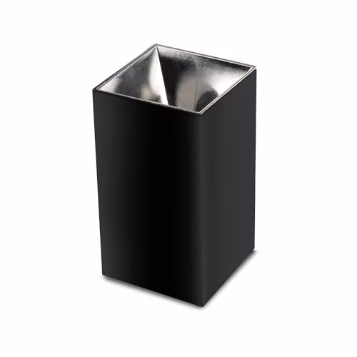 Portafaretto LED Montaggio a Plafone Quadrato GU10 Corpo Nero Riflettore Cromato