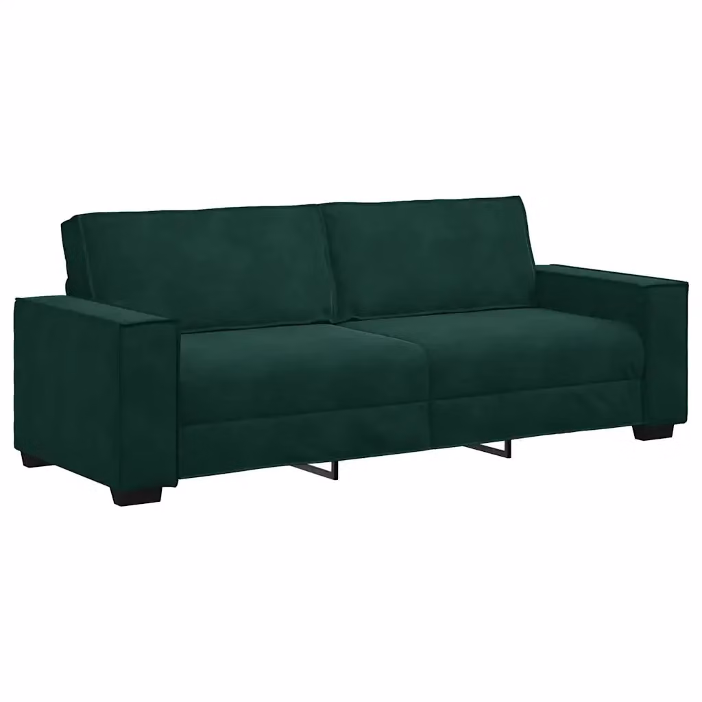 Divano moderno in velluto verde vidaXL con cuscini inclusi L: 220 cm, P: 78 cm, H: 84 cm – 2