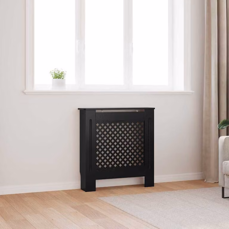 Copertura per radiatore vidaXL in MDF nera con finitura opaca L: 78 cm, H: 81,5 cm, P: 19 cm