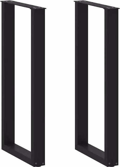 Set di 2 gambe per tavolo da bar a forma di U in acciaio nero opaco con piedini regolabili H: 100 cm, L: 50 cm – 1