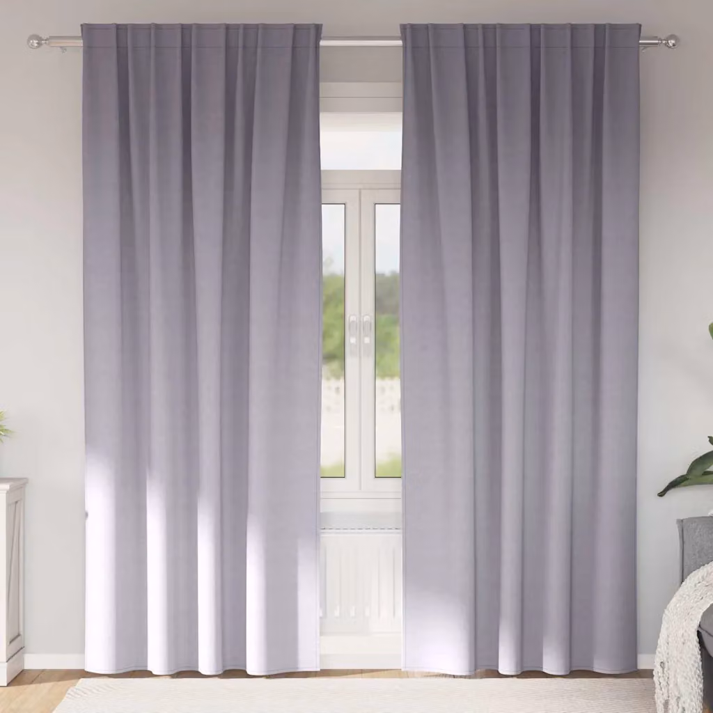 Set di 2 tende blackout vidaXL con anelli in poliestere, colore grigio, H: 245 cm x L: 140 cm