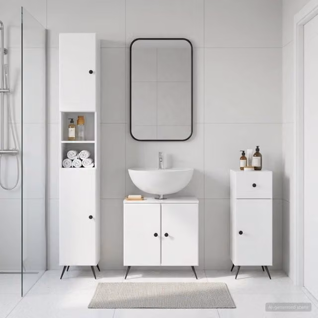 Set di armadietti da bagno in 3 pezzi BREDA Bianco Lucido 3417886