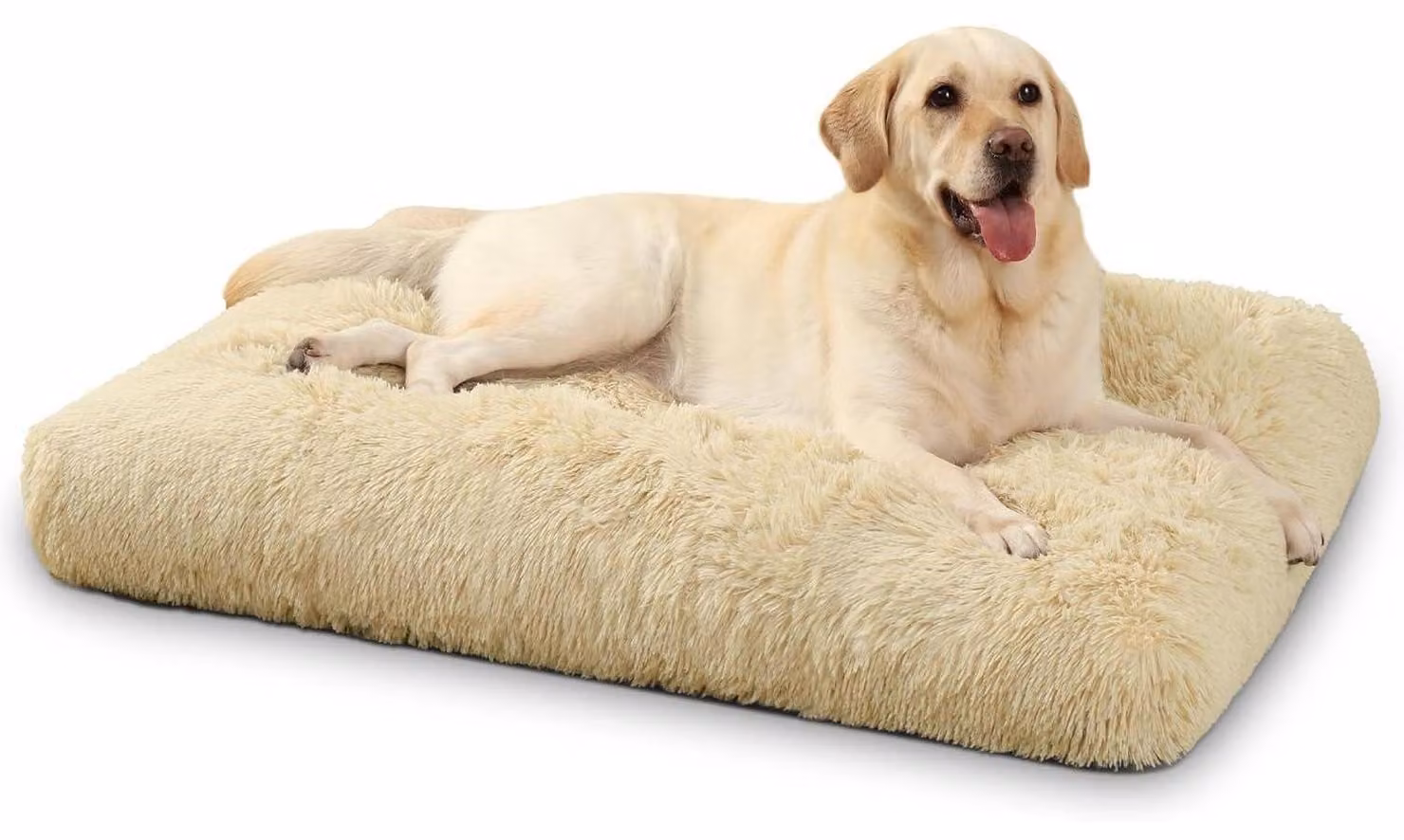 Cuccia per cani, lavabile, in peluche, 90x60 cm, color kaki e beige, con base antiscivolo