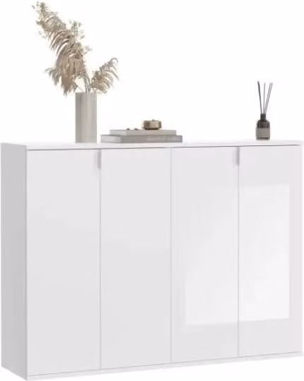 Buffet BODITE – 4 porte – Bianco lucido – Design moderno