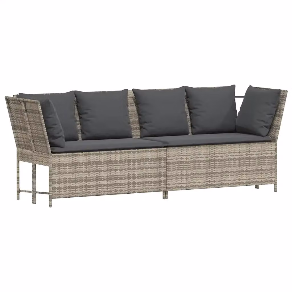 Divano da giardino moderno vidaXL in polyrattan grigio con cuscini inclusi e coperture rimovibili – 2