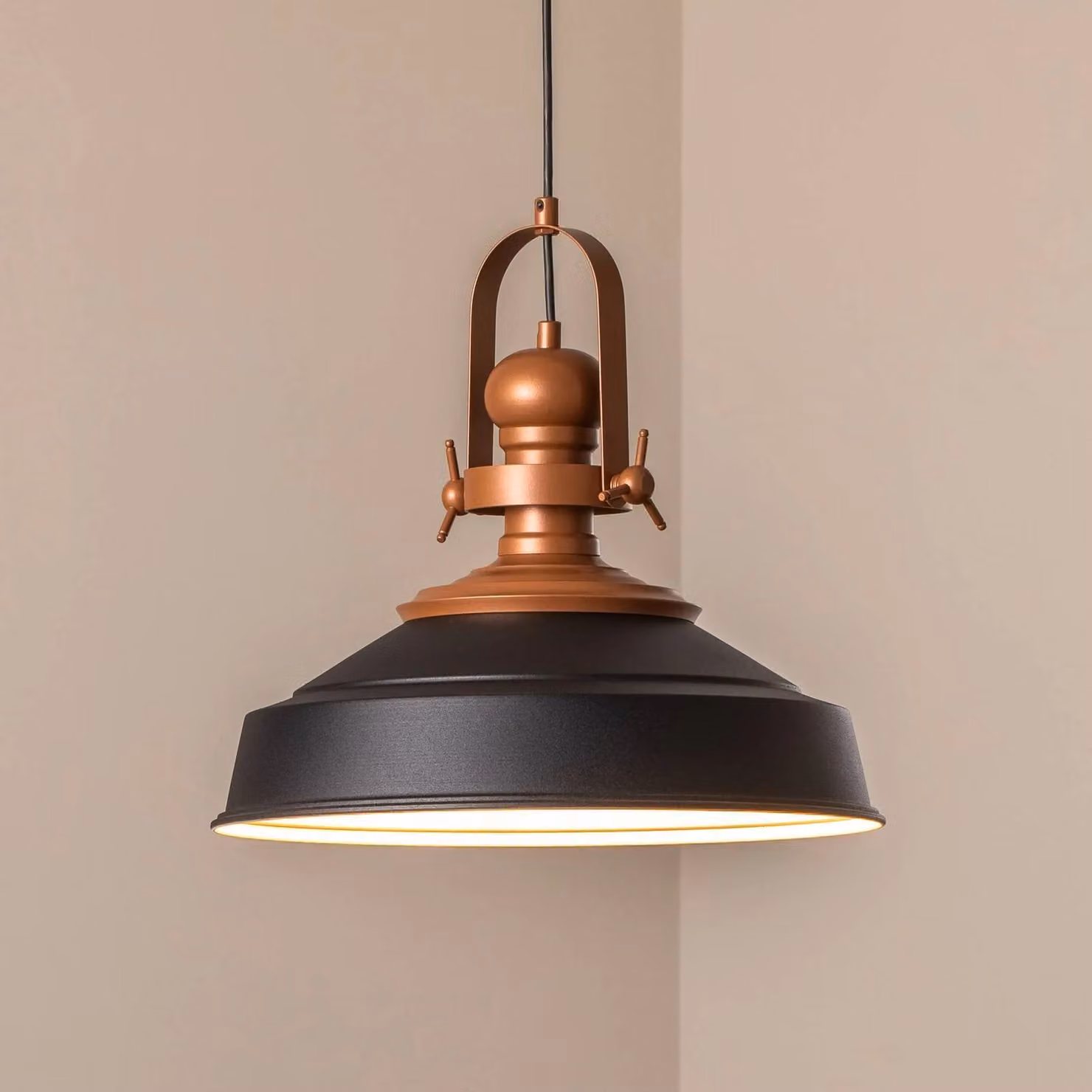 Lampada a sospensione Opviq, dimmerabile, Nero, Cucina, Metallo, Industriale, Lampada a sospensione