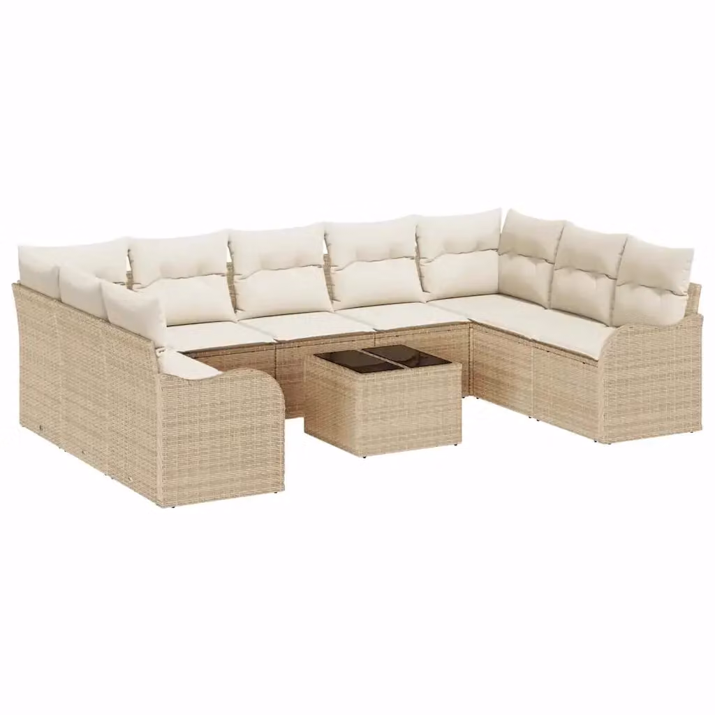 Set Divano da Giardino Moderno vidaXL in Polyrattan con Cuscini Beige e Bianco – 2