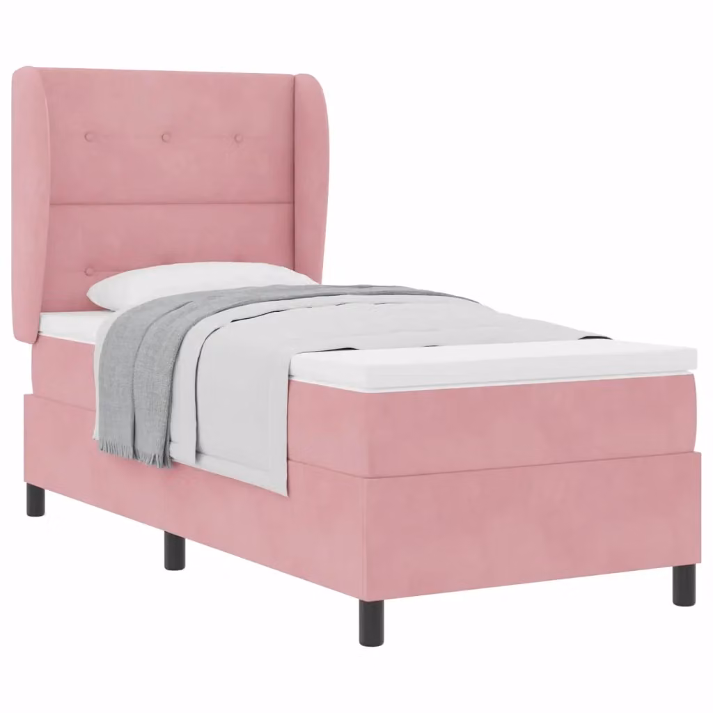 Letto Ibrido con Testiera in Velluto Rosa vidaXL L/P: 200 x 100 cm – 2