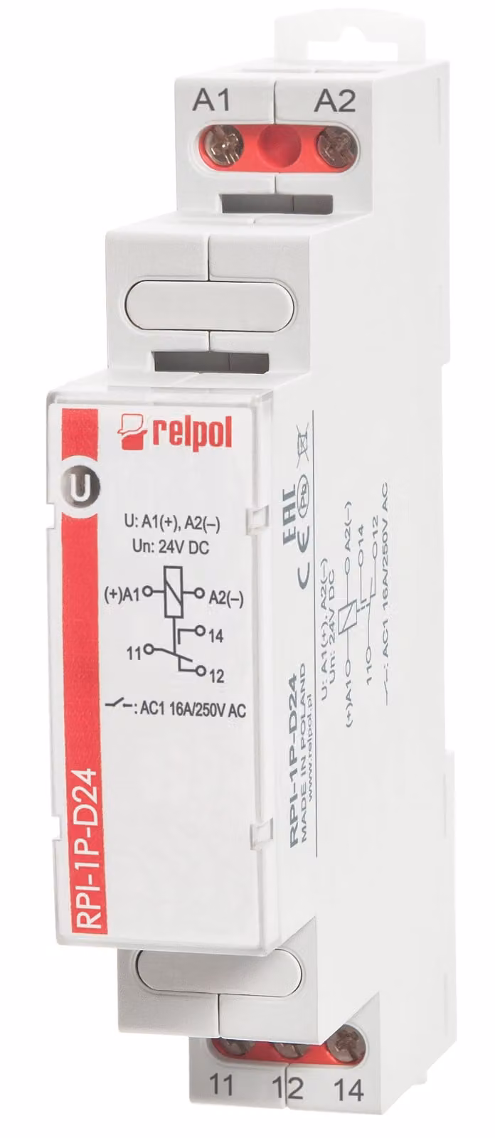 Relè elettromagnetico 1P 16A 24V DC AgSnO2 RPI-1P-D24 863356