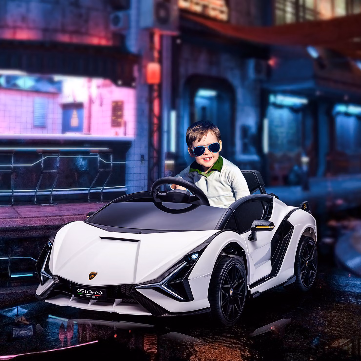 Macchina Elettrica Lamborghini 12V HOMCOM per Bambini 3-5 Anni con Telecomando e Colore Bianco – 2