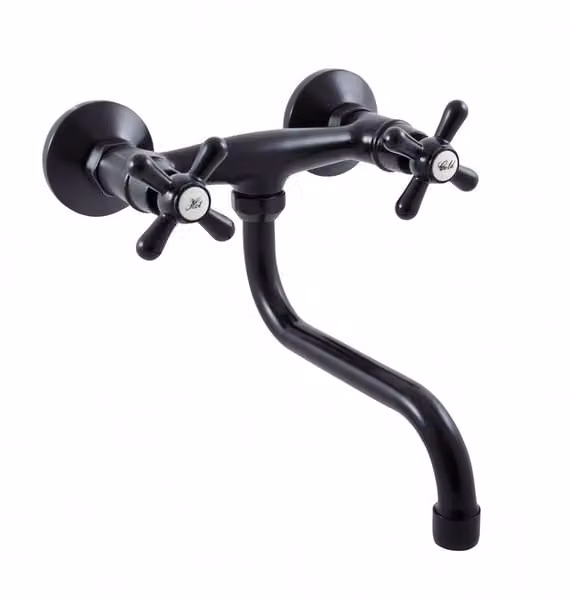 RAV Slezák Rubinetto per lavabo/lavabo MK101.5/21CMAT Morava, colore nero opaco, dimensione 150 mm