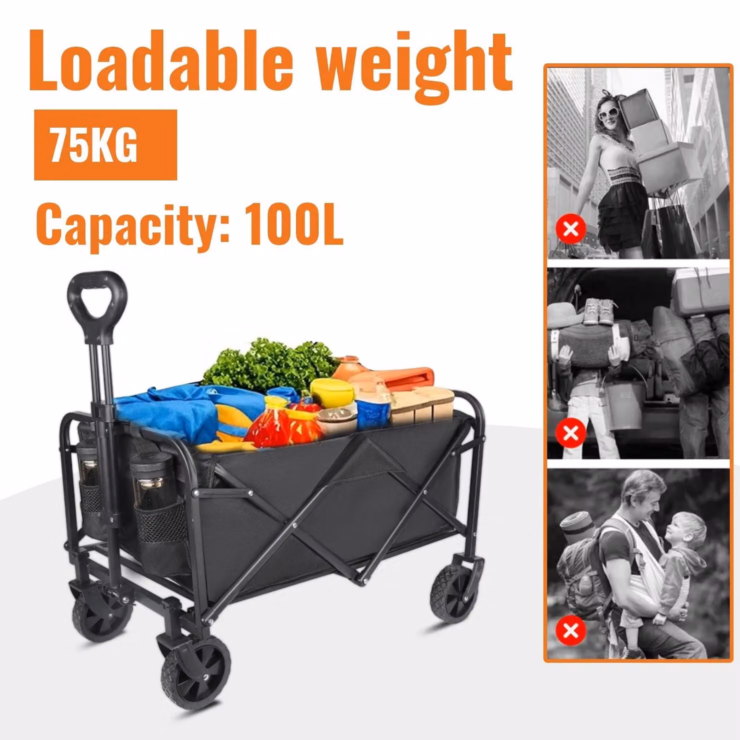 Elzusha - Camper pieghevole con ruote e tasche laterali