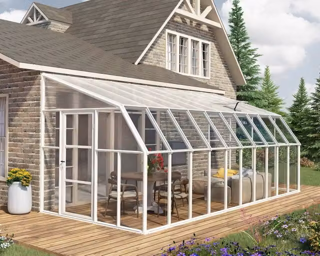 Veranda Sun Room Palram in Policarbonato e Acciaio Bianco L: 6.3 m, P: 2.7 m