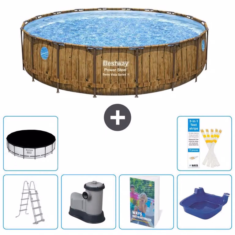 Bestway Power Steel, piscina rotonda - 549x122 cm - composta da 5 parti, modello S662