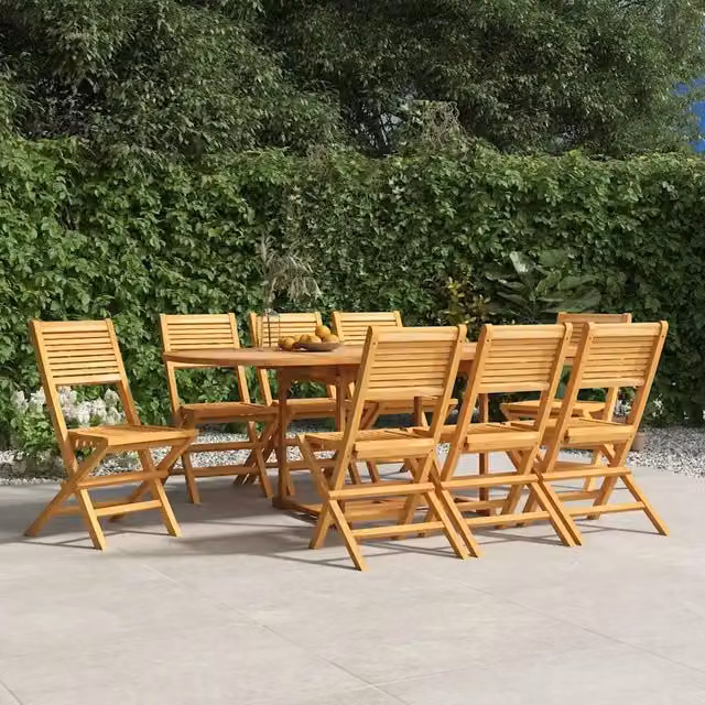 Set di 8 sedie pieghevoli vidaXL in legno di teak marrone, L/P/H: 47 x 62 x 90 cm