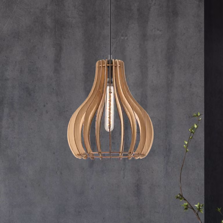 Lampada a sospensione Falou Lamkur, dimmerabile, Legno chiaro, Soggiorno / Sala da pranzo, Legno, Scandinavo, Lampada a sospensione