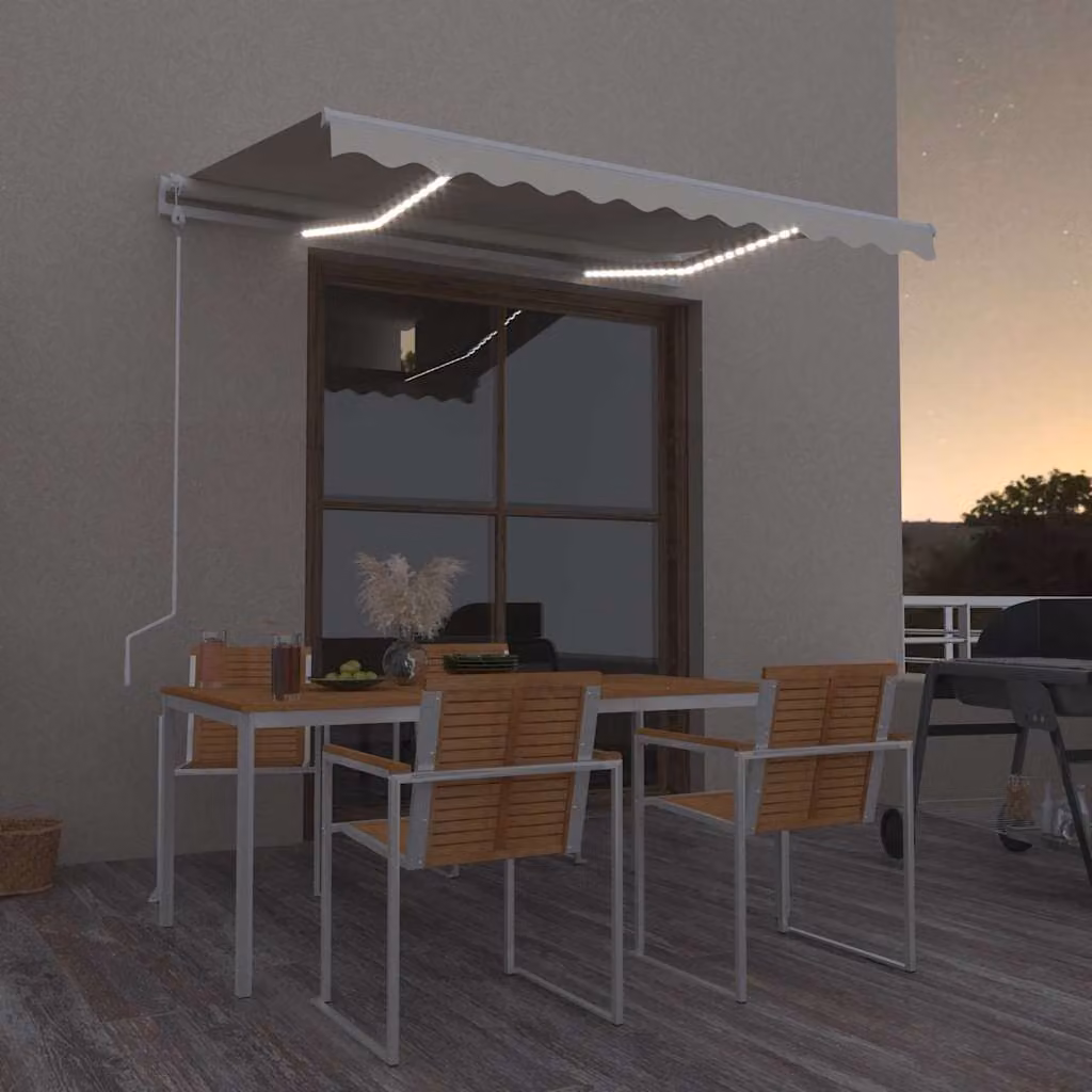 vidaXL Tenda Automatica con Sensore Vento e LED, L: 300 cm, P: 250 cm, Colore Beige – 1
