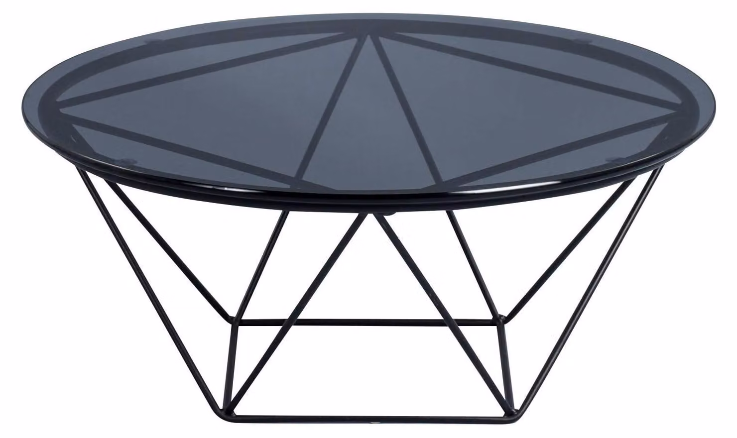 Tavolino da salotto in vetro grigio, diametro 70 cm, altezza 30 cm