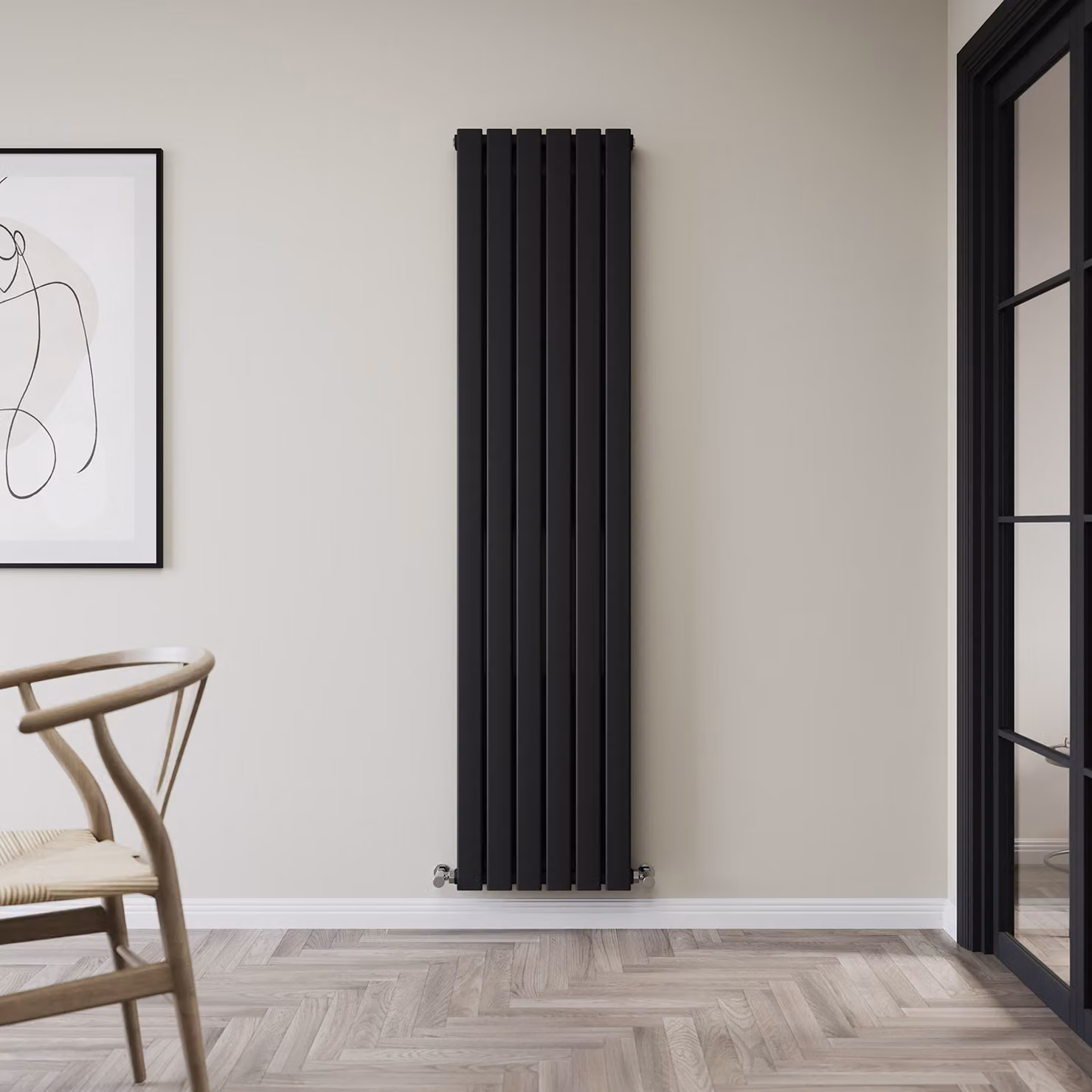 Radiatore Convettore di Design  - Verticale  Tipo 21 - 1780mm x 420mm - Nero - Alpha by Hudson Reed