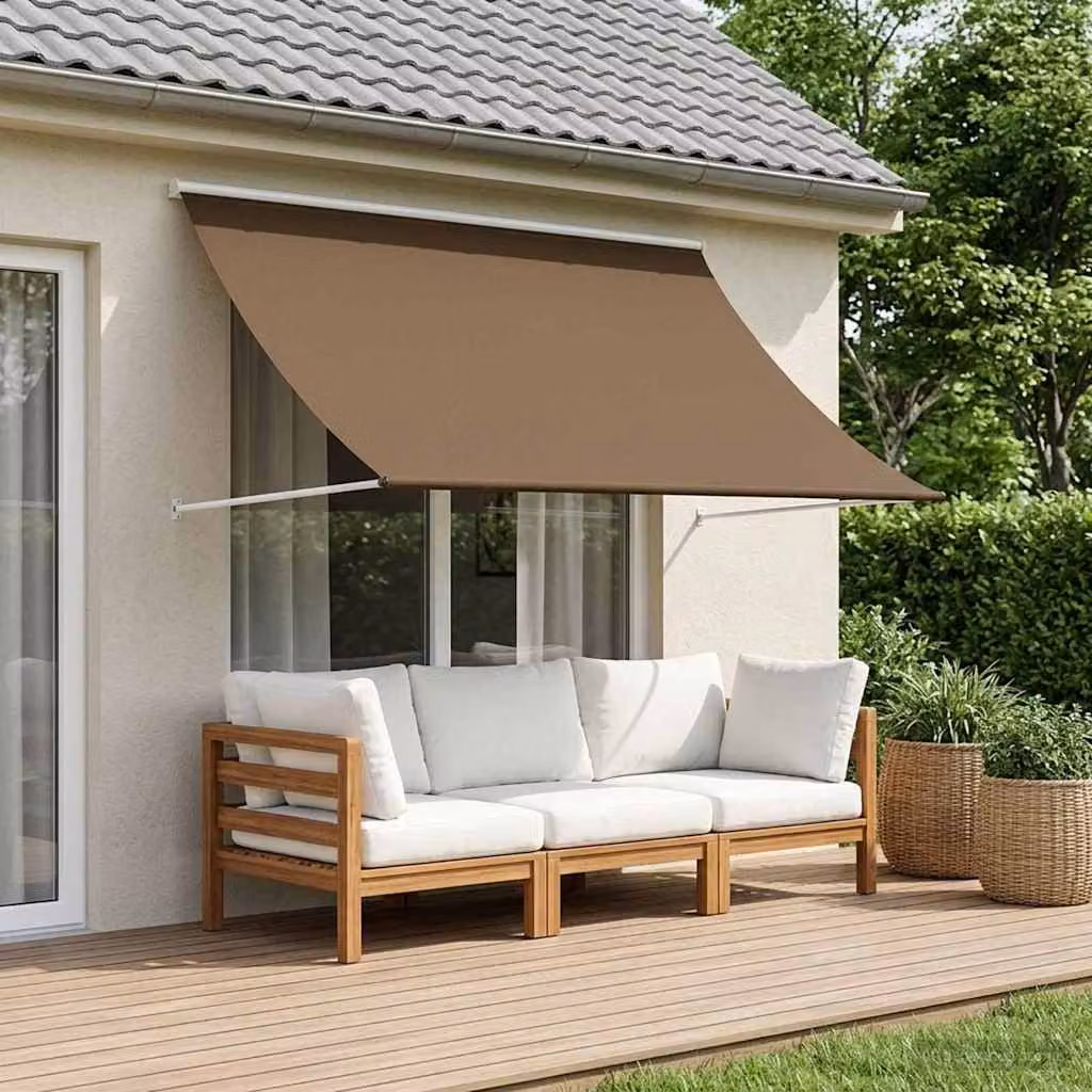 Tenda da sole vidaXL con bracci pieghevoli in acciaio e tessuto in poliestere, colore tortora, L 400 x P 150 cm
