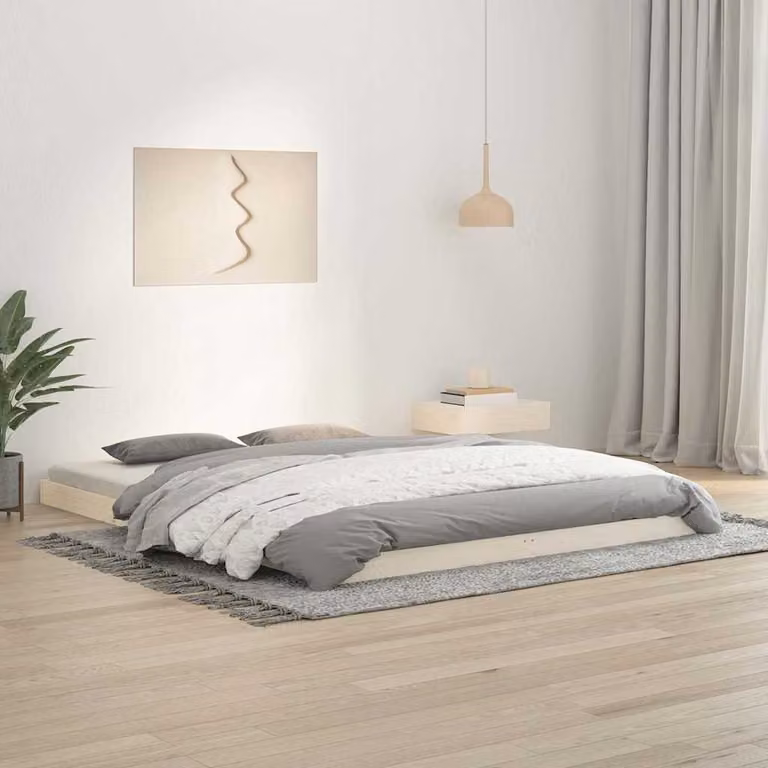 vidaXL Giroletto in legno di pino massello bianco con doghe fisse L/P/H: 203.5 x 150 x 154 cm